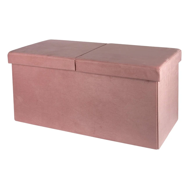 Cassapanca Pieghevole Velluto Rosa Cipria 76x38x38 cm - Baroni Home #Pouf #Poggiapiedi #Contenitore