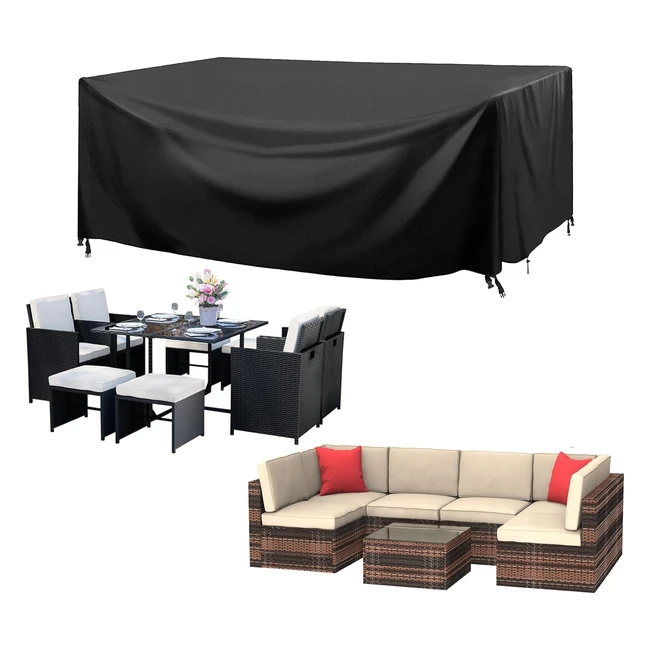 RattanTree Garden Furniture Covers Waterproof Oxford Fabric - Black 250x250x90cm