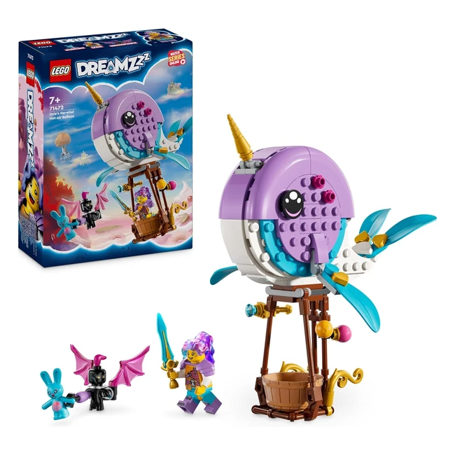 LEGO Dreamzzz La Mongolfiera Narvalo di Izzie 71472 - Giocattolo con Animali Marini e Figura di Balena Trasformabile