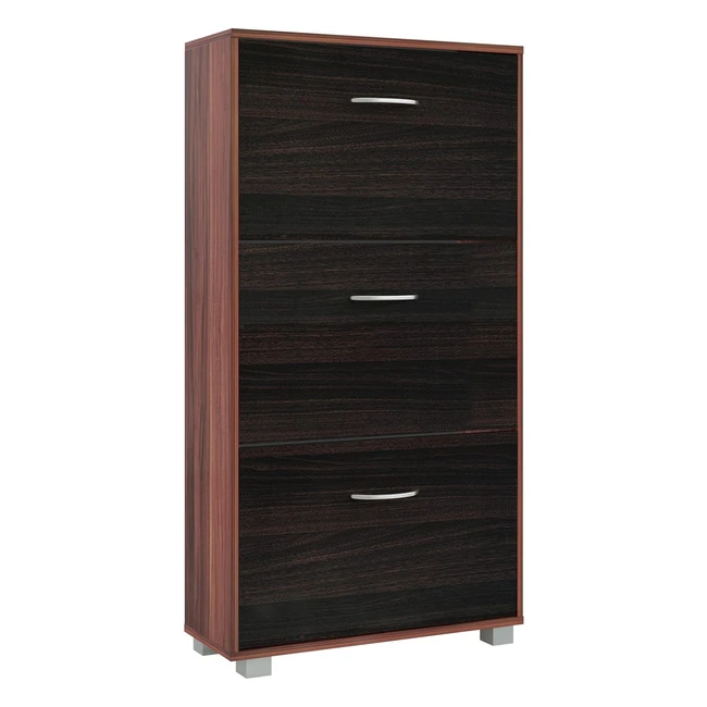 Casaria Schuhschrank 18 Paar Schuhe 115x60x24cm 3 Klappen Holz Schwarz Braun