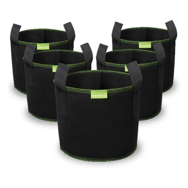 Mactoou Grow Bags 3 Gallon 5 Pack - Nonwoven Fabric - Handles - Vegetables Potat