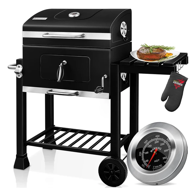 Kesser Grillwagen XL Holzkohlegrill mit Deckel und Thermometer