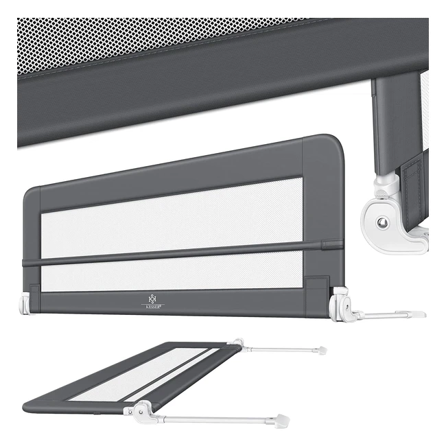 Kesser Bettgitter 200 cm Kinderbettgitter für Kinder Babybettgitter faltbar tragbar Kinderbettgitter Fall Schutz Elternbett Höhe 42 cm Dunkelgrau