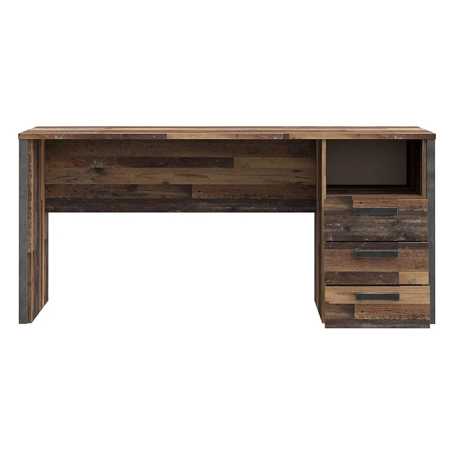 Forte Clif Schreibtisch mit 3 Schubladen Holzwerkstoff Old Wood Vintage Betonopt