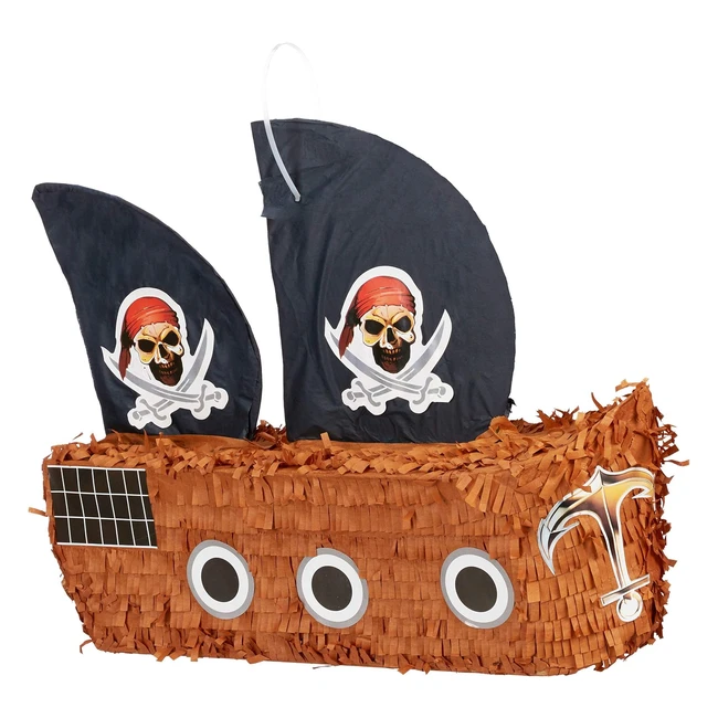 Piñata Barco Pirata Sin Relleno - ¡Maxima Diversión! - 35 x 44 x 15 cm - Marca Relaxdays