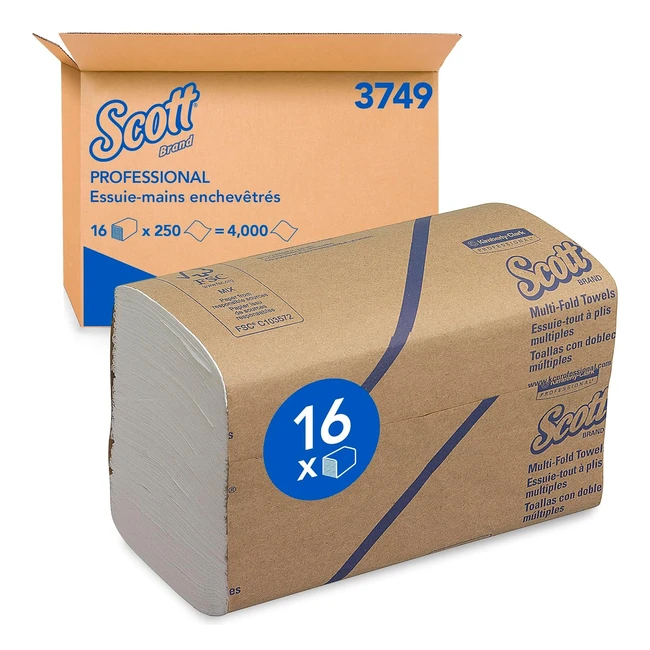 Essuiemains Scott 3749 16 paquets x 250 papier blanc 4 000