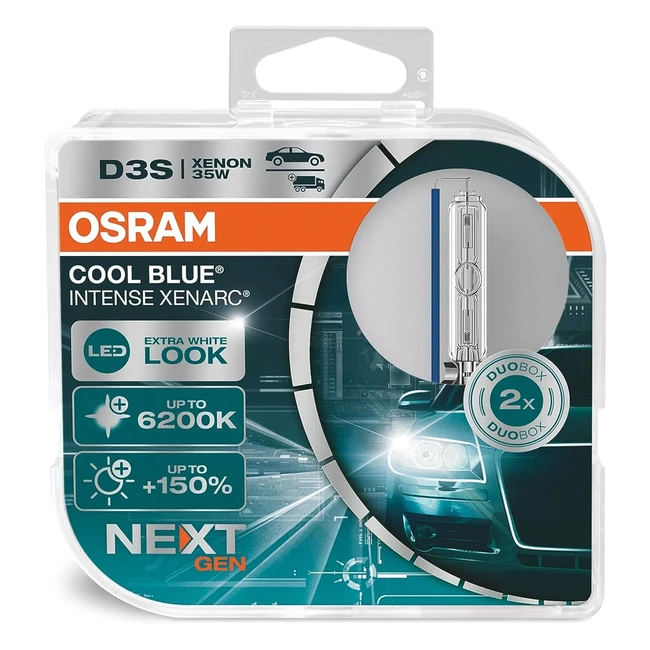 OSRAM Xenarc Cool Blue Intense D3S 150 mehr Helligkeit bis zu 6200 K Xenon-Scheinwerferlampe LED-Look Duo-Box 2 Birnen