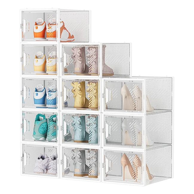 Clear Plastic Stackable Shoe Organizer Containers - 12 Pcs - UK 12 - Aromatherap