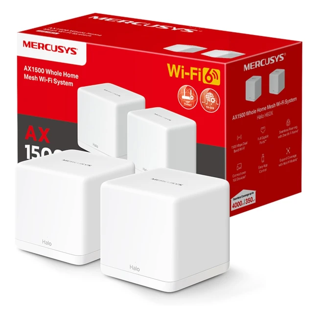 Mercusys Halo H1500X2Pack WiFi 6 Mesh AX1500Mbps - Conecta hasta 150 Dispositivo