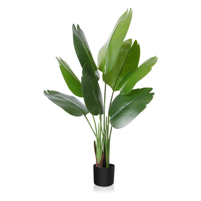 Crosofmi Artificial Bird of Paradise Plant 120cm - Fake Tropical Palm Tree with 