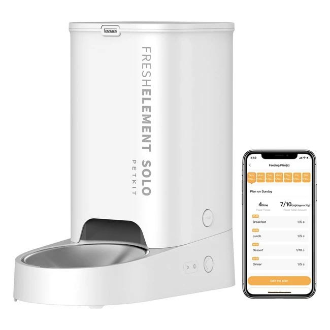 Petkit Automatischer Katzenfutterautomat 3 l | 110 Mahlzeiten/Tag | 304 Edelstahlschüssel | Frische-Sperrtechnologie