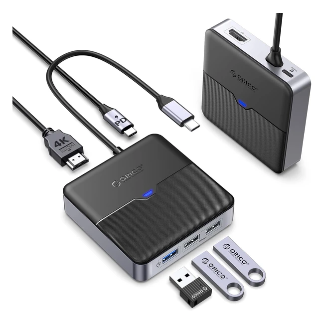 Orico Hub USB C 5 en 1 Station dAccueil avec 4K HDMI PD 60W 5 Gbps USB A 30 2 P