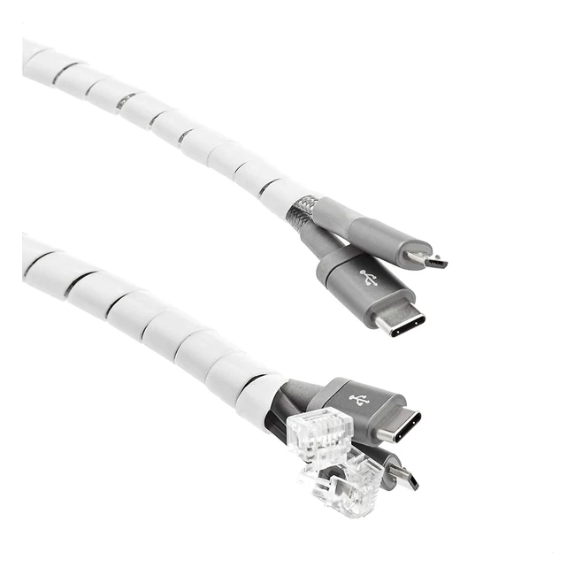 AmazonBasics Spiral Kabelmanagement 10m Wei - 4mm  6mm - Hochwertiges PE-Mate