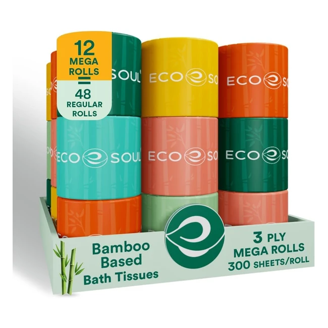 Eco Soul Bamboo Quilted 3ply Toilet Paper - 12 Mega Rolls