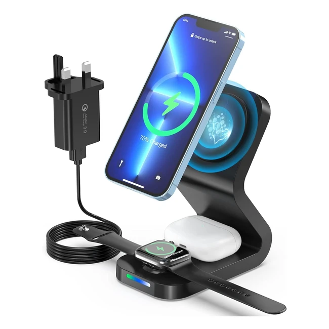 3 in 1 Magsafe Wireless Charging Station - Fast Charger Stand for iPhone 1514 S