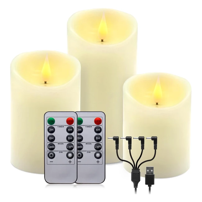 Bougies LED Flamme Vacillante Blanches Chaudes Rechargeables avec Tlcommande