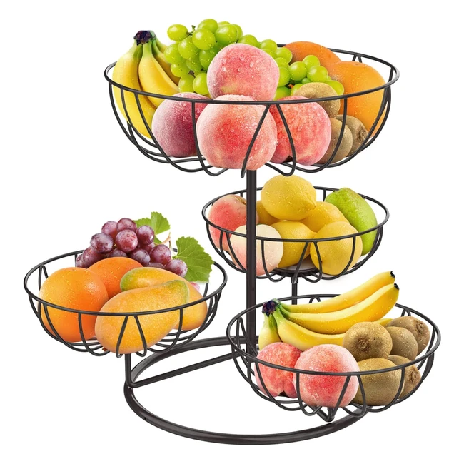 Mutool 4Tier Fruit Basket Kitchen Countertop - Bronze - Detachable Design - Retr