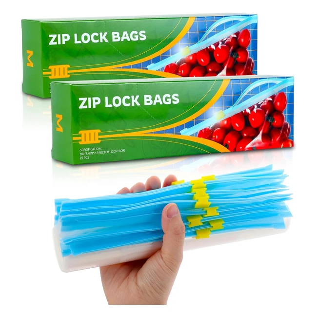 50 pcs Zip Lock Bags Food Storage Freezer Bags 227L Reusable Sandwich Bags BPA Free