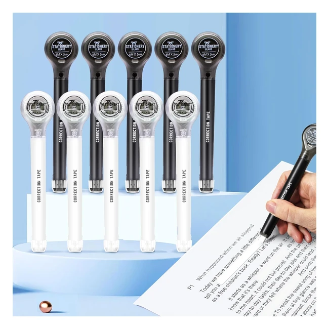 Stationery Island Bianchetto a Nastro 10 Pezzi 50m Correttore Forma Penna 5mm