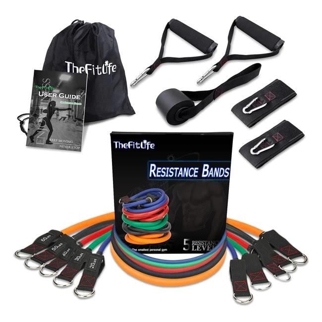 TheFitLife Exercise Resistance Bands with Handles - Stackable up to 300 lbs - Tr