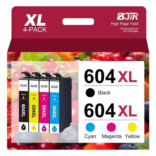 High Yield BJTR 604XL Ink Cartridges for Epson XP2200 XP2205 XP3200 XP3205 XP4200 XP4205 WF2910DWF WF2930DWF WF2935DWF - 4 Pack