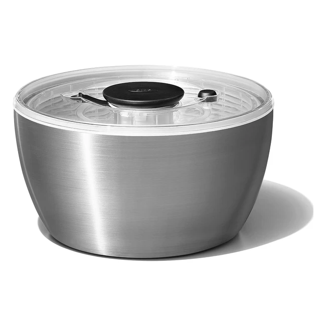 OXO Steel Salad Spinner - Efficiently Dries Lettuce - BPA-Free - Built-in Brake