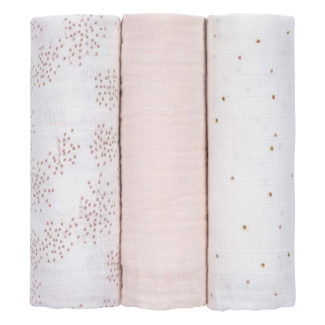Manta Swaddle Lassig 3 Piezas 85x85cm - Amigos Chinchilla - Algodón Transpirable