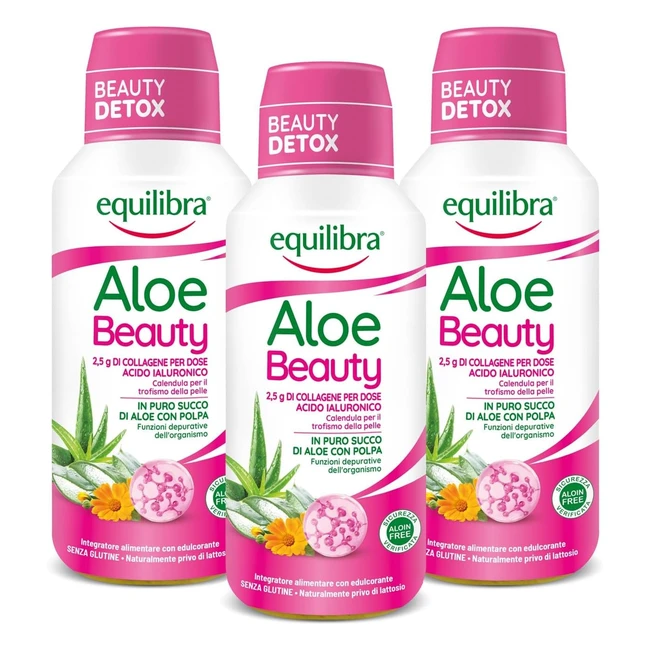 3x Equilibra Integratore Depurazione Beauty Aloe Vera Acido Ialuronico 500ml
