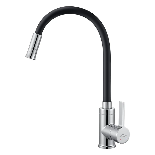 Robinet cuisine noir auralum avec bec flexible - Mitigeur cuisine 360