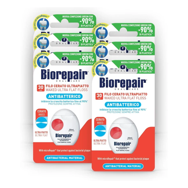 Filo Interdentale Biorepair Ultrapiatto 6x30mt - Microrepair e Protezione Placca