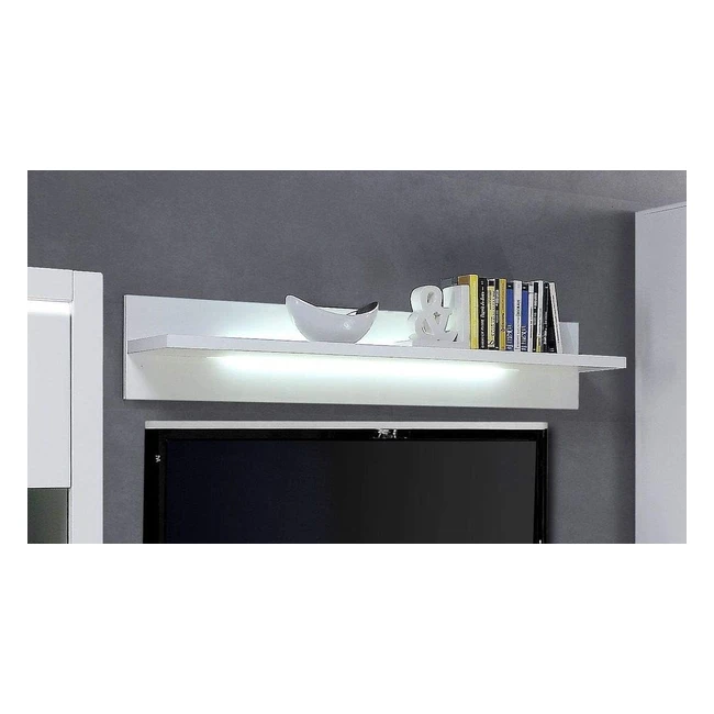 Forte Llight Wandregal Holzverbundstoff weiß Hochglanz 26 x 140 x 24 cm LED-Beleuchtung