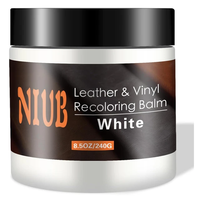 Niub Leather Recoloring Balm 85oz - White Leather Color Restorer - Scratch Remover - Couches/Furniture/Leather Shoes - Quick Dry