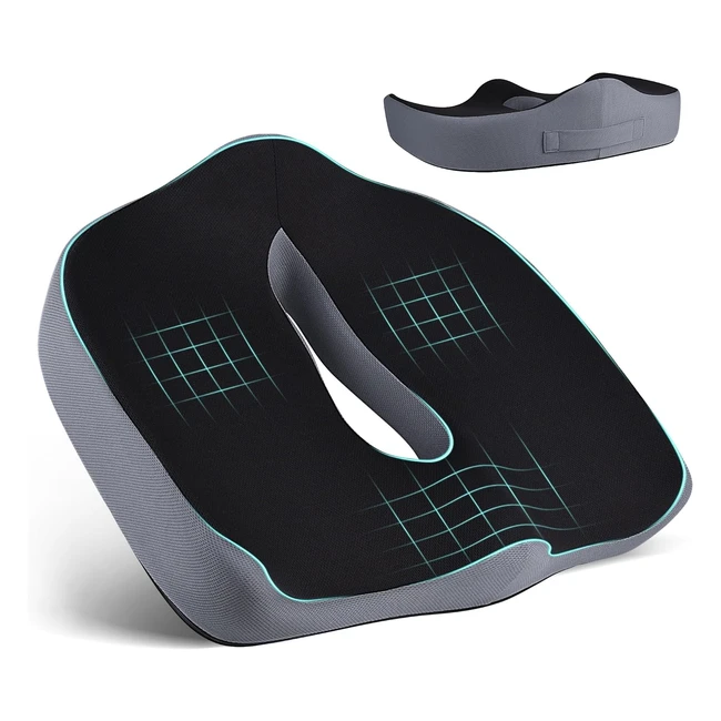 Coussin Coccyx Ergonomique Tusrac - Soulagement Sciatique et Lombaire - Fauteuil