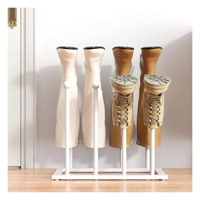 Pickpiff Free Standing Shoe Rack - White Metal Shoe Storage - Fits 4 Pairs - Dorm Room Closet Entryway Bedroom Patio - Organiser