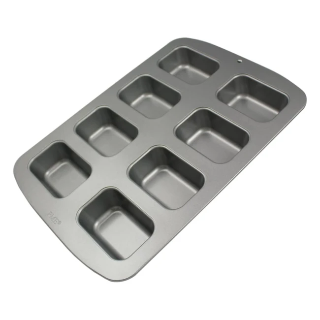 Molde para 8 mini pasteles rectangulares de acero al carbono antiadherente - PME