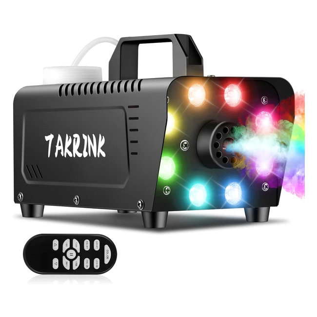 Mquina de Humo Takrink 900W con 8 LED 16 Colores RGB - Remoto Inalmbrico