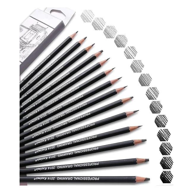 Set Matite da Disegno Grafite Professionali HB 2H 4H 6H 1B 2B 3B 4B 5B 6B 7B 8B 