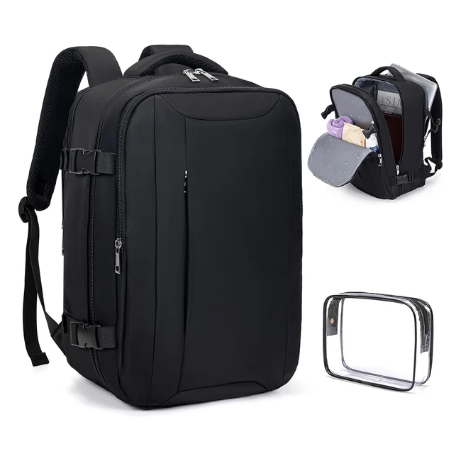 Ryanair Cabin Bag 40x20x25 Underseat TSA Approved Clear Bag Travel Backpack - Black