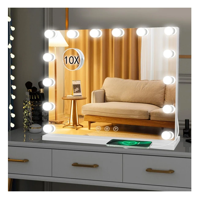Guanglai Hollywood Vanity Mirror 14 LED Dimmable Bulbs 3 Color Modes 0704 50x42c