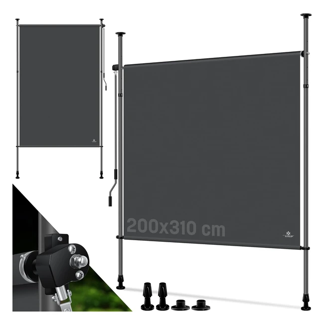 Kesser Klemmmarkise Senkrechtmarkise 200x310cm ausziehbar - Blickdicht  Windsch