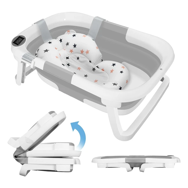 Baignoire bébé pliable avec thermomètre digital - Ergonomique et peu encombrante