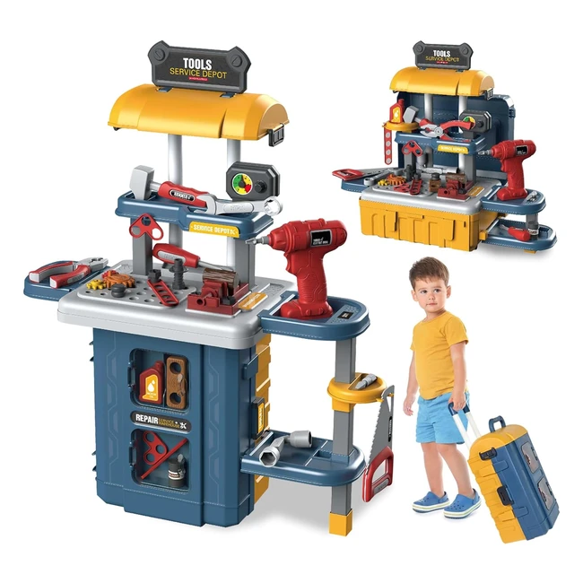 Kit Outils Enfants 46 Pièces - Formizon Etabli Boîte Perceuse Jouet Educatif Garçons Filles