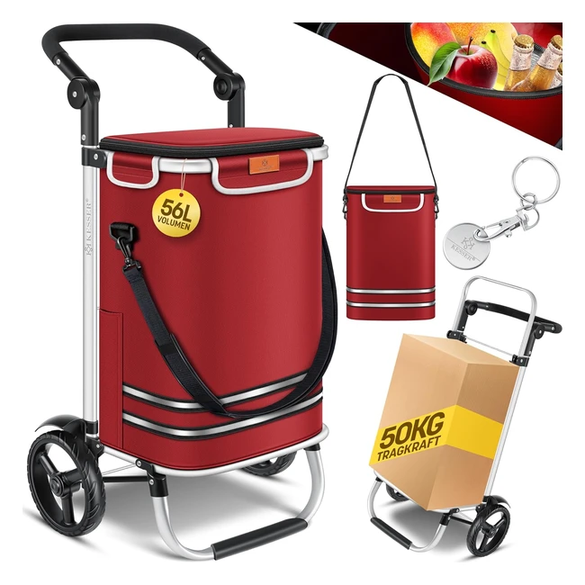 Kesser Einkaufstrolley klappbar 56l 50kg 3in1 Trolley Sackkarre Umhngetasche Fal