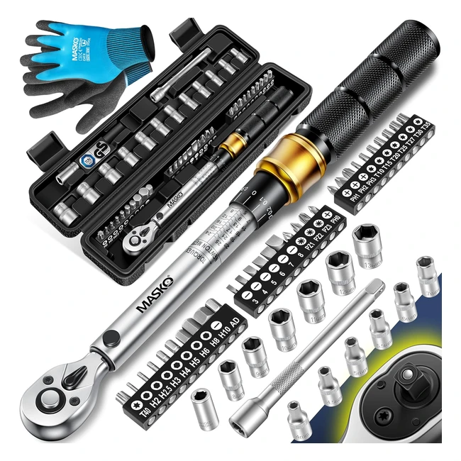 Masko Drehmomentschlssel 45-teiliges Set fr Auto Fahrrad Motorrad 14 Zoll 5