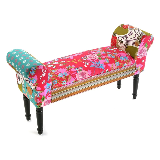 Banquette Patchwork Rose Versa - Tabouret Banc Chaise Longue H 53 x L 32 x L 100