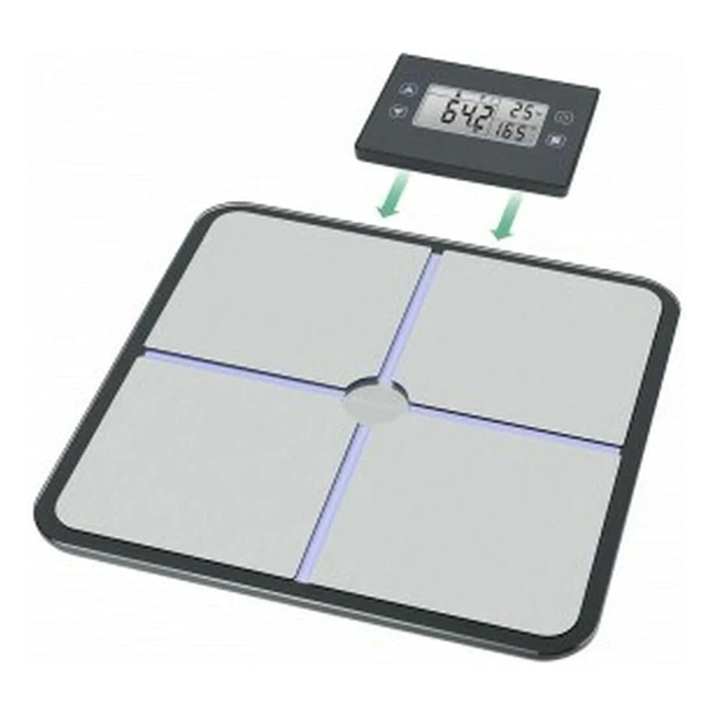 Bilancia Digitale Medisana BS 460 - Misura Peso, Grasso Corporeo, Muscoli e Peso Osseo - Display LCD Rimovibile - Fino a 180 kg