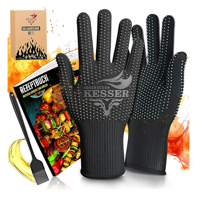 Kesser Grillhandschuhe Hitzebeständig bis 500 XXL - Topfhandschuhe aus Aramidgewebe