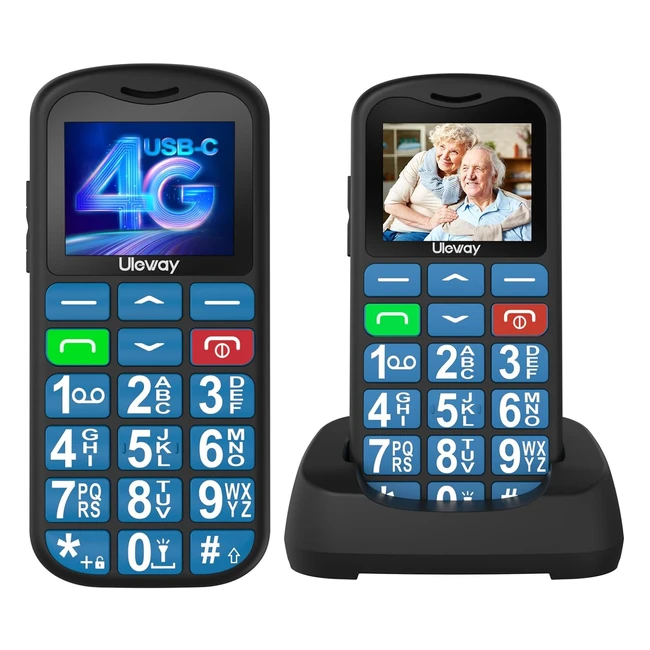 Telfono Mvil 4G para Personas Mayores - Teclas Grandes - SOS - Linterna - USB-C 