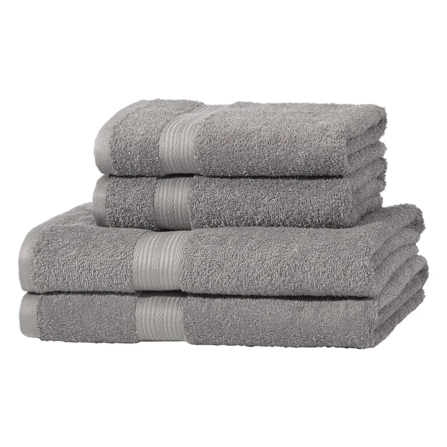 Serviettes de bain Amazon Basics 100% coton - Lot de 4 pièces - Résistantes à la décoloration - Gris