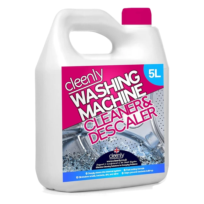 Cleenly Washing Machine Cleaner & Descaler 5L 50 Treatments - Eliminates Dirt, Smells, Grime
